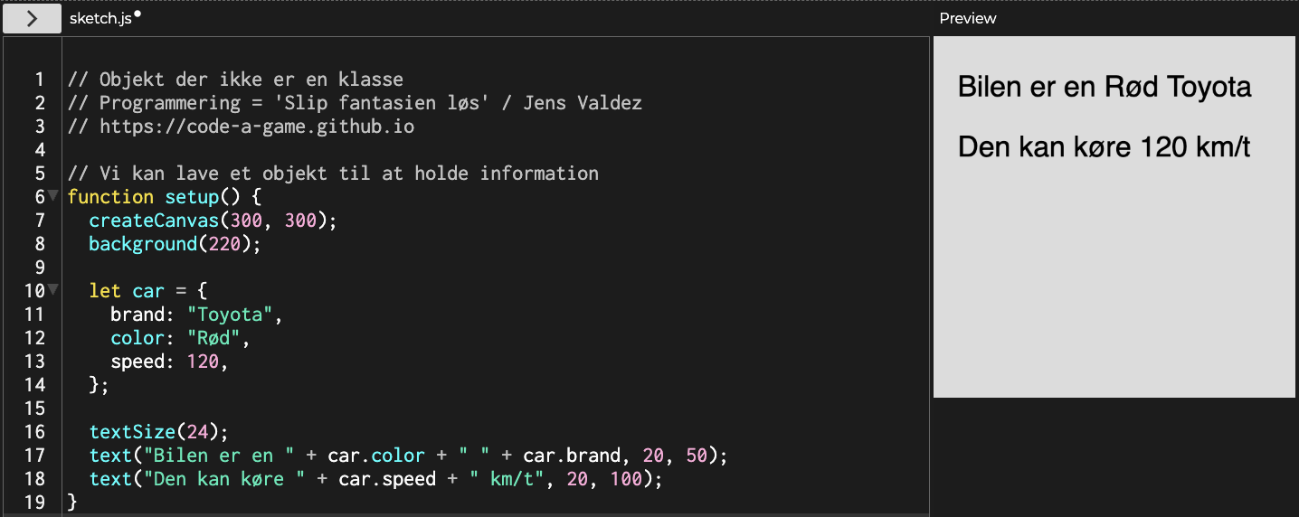 Objekt der ikke er en klasse